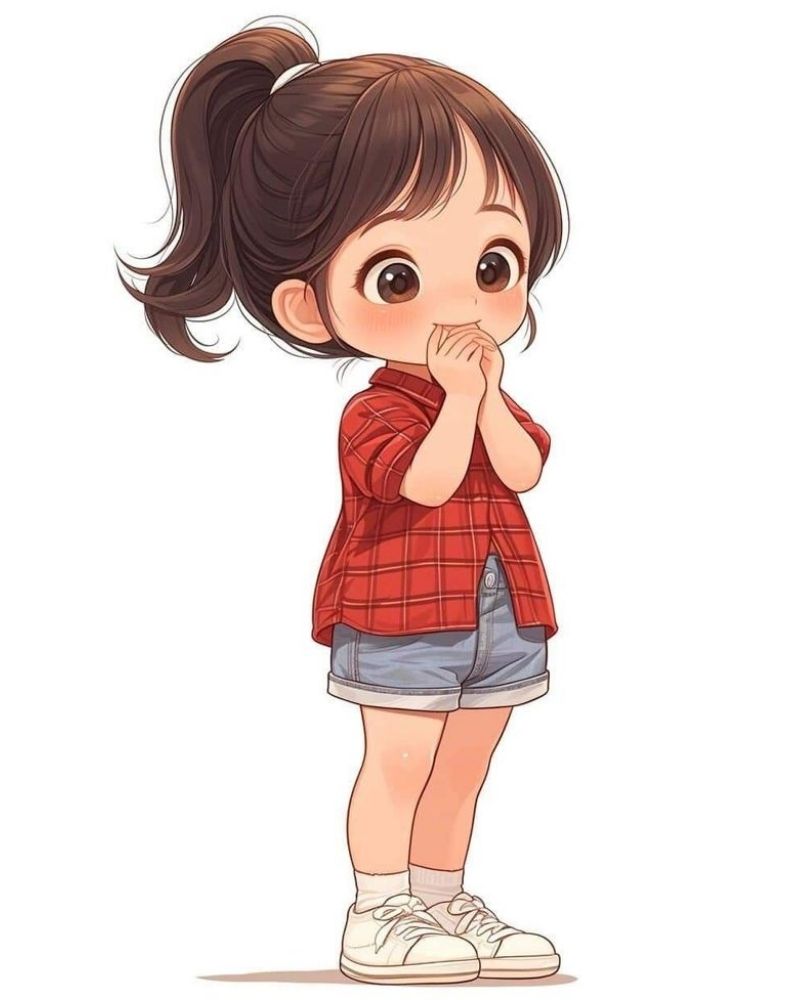 Cô nàng chibi tóc đuôi ngựa, biểu cảm nhí nhảnh, rất dễ thương