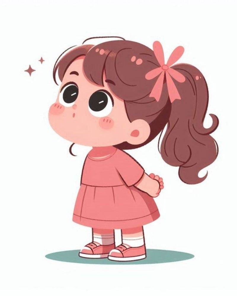 Chibi nữ với nơ hồng, phong cách anime cực kỳ đáng yêu