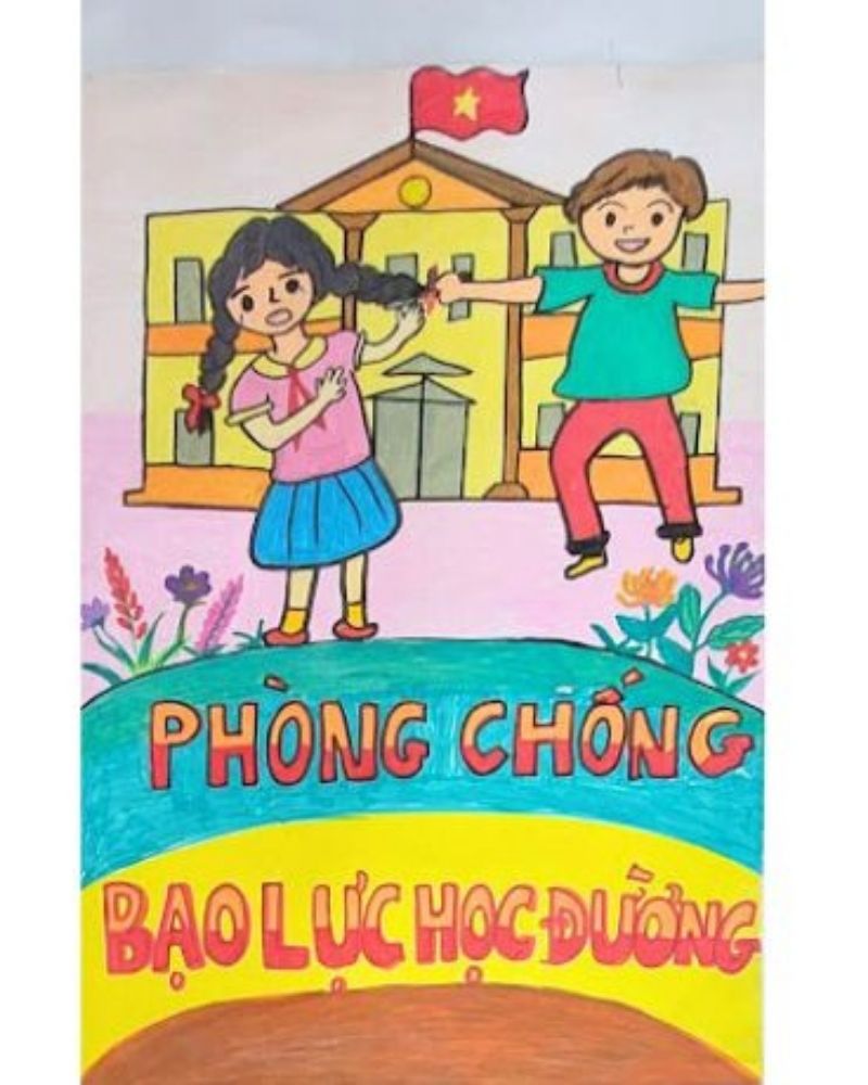 tranh vẽ về bạo lưc học đường