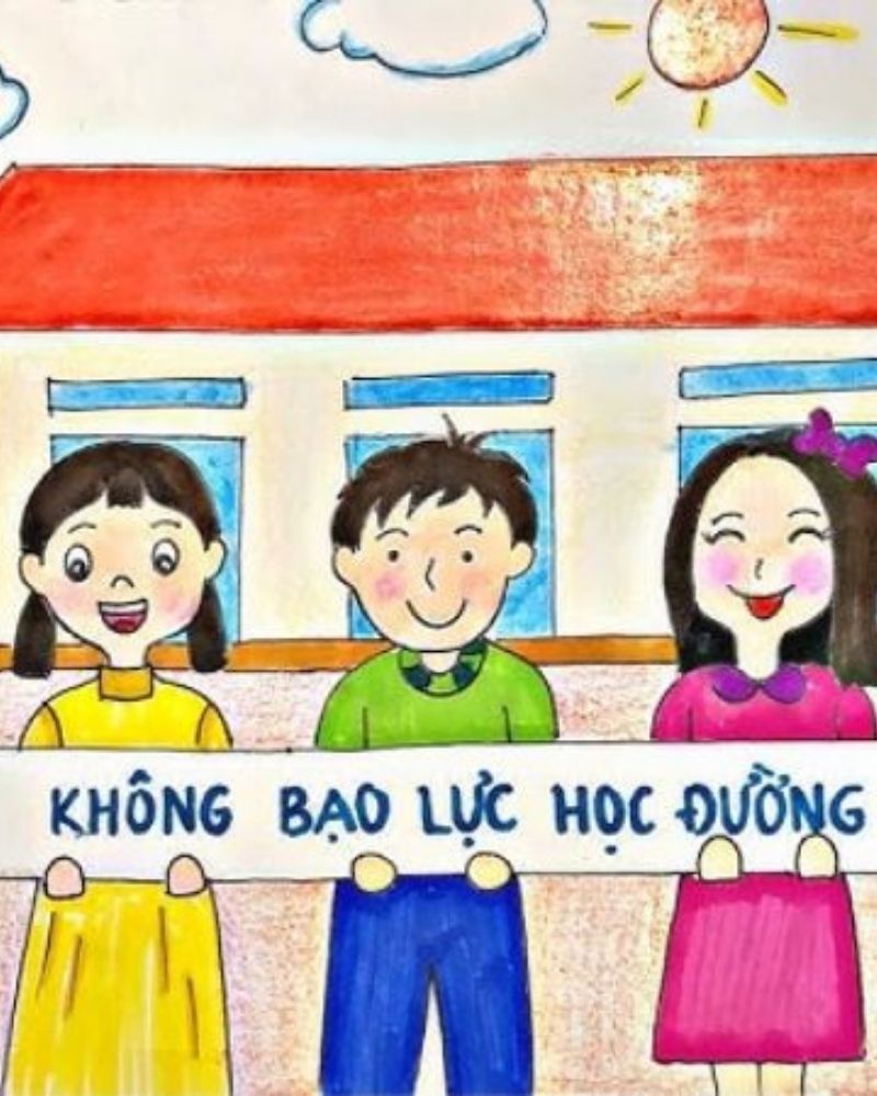 tranh vẽ về bạo lưc học đường