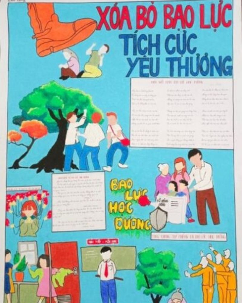 tranh vẽ về bạo lưc học đường